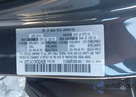 2021 Mazda Cx-9 Touring z USA, uszkodzony, nr VIN JM3TCACY0M0524595